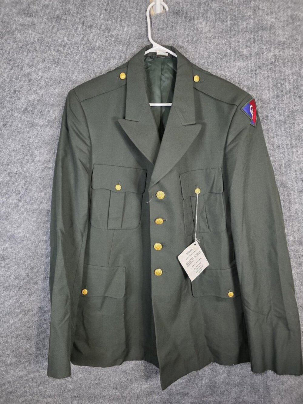 Vintage DeRossi & Son Coat Mens 46L Army Green Dress Uniform Jacket Military